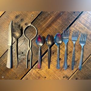 Random vintage flatware silverware 9 piece set